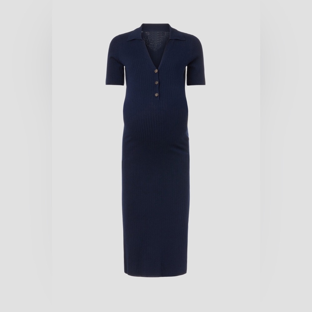 Ripe Navy Ribbed Knit Midi Dress